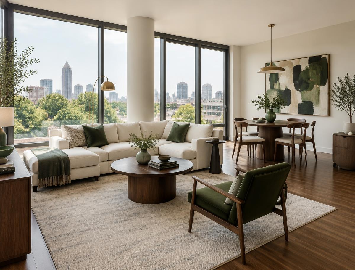Illustrative apartment with room to relax and work